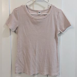 Size S Old Navy: Ribbed Striped Tee White & Mauve